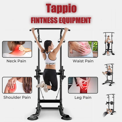 Tappio Power Tower Pull Up Bar for Home Gym, Multi Functional Pull Up Bar Stand Dip Bar Station, Adjustable Height Workout Dip Station Strength Training Fitness Equipment