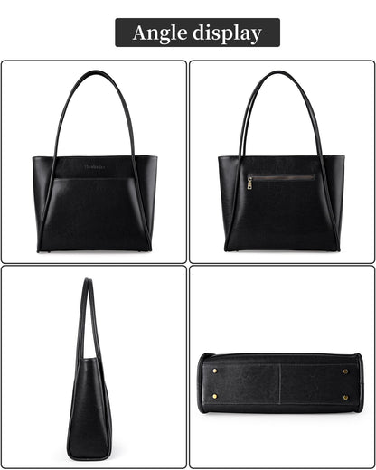 Professional Genuine Leather Laptop Tote Bag for Women Fits 13.3" Computer- Work Travel Business Teacher Bags Designer Structured Briefcase Shoulder Handbag for Office Commuter College Educators