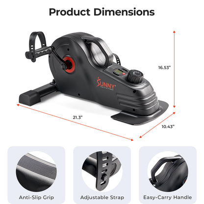 Sunny Health & Fitness Dual-Function Under-Desk Mini Bike, Portable Cardio Peddler in Home & Office, Indoor Arm / Leg Cycle Machine, Pedal Exerciser for Seniors, Free SunnyFit App Bluetooth Connection