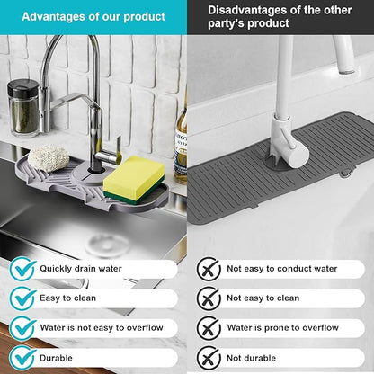 2 Pack Faucet Mat for Kitchen Sink，6° Slope Sink Splash Guard，Splash Guard for