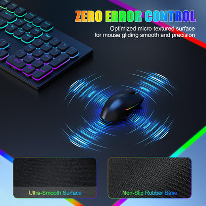 Mouse Pad with Foldable Phone Holder & Wireless Charger, XL RGB Gaming Mousepad 31.5"x11.8" Large Desk Mat for Keyboard, Home Desk Pad with Dual Qi Charging Station | 11 Colors & 5 Modes | Waterproof