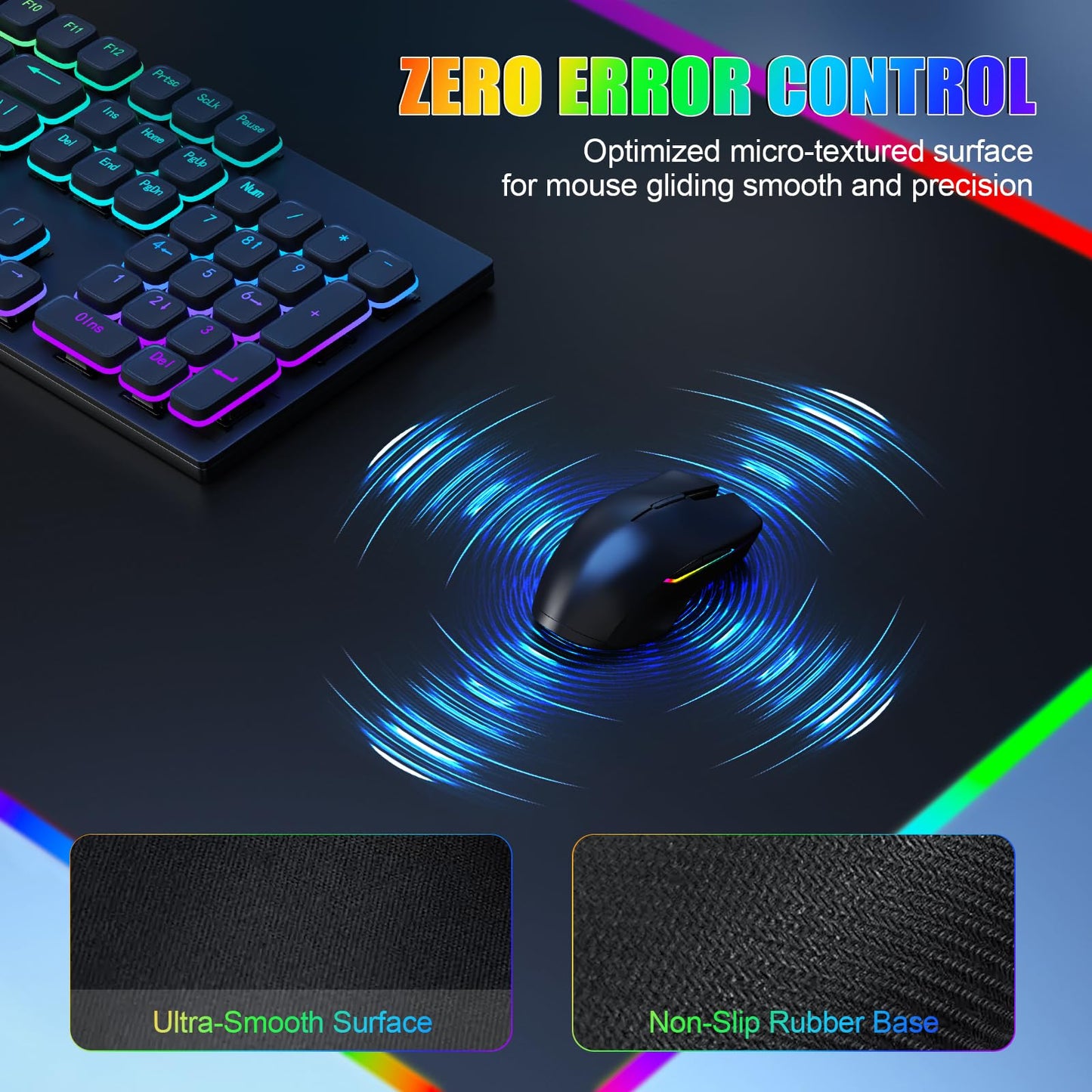 RGB Mouse Pad with Foldable Phone Stand Wireless Charger, 31.5"x11.8" XL Gaming Mousepad Large Desk Mat, Desk Pad with 11 Colors 5 Modes, Waterproof (Black with PD Adapter)