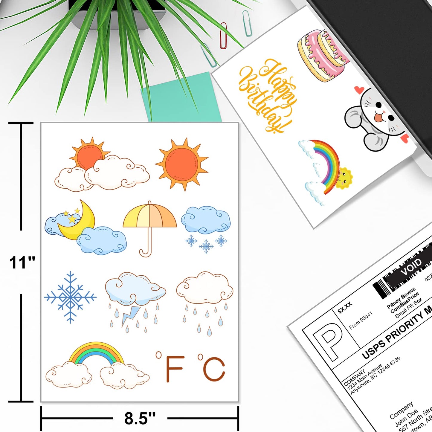 Sticker Paper, BESTEASY 8.5" x 11" Full Sheet Label Stickers for Laser Inkjet Printer, Self Adhesive Printer Paper Shipping Labels, White Matte Mailing Label Stickers (100 Sheets,100 Labels)