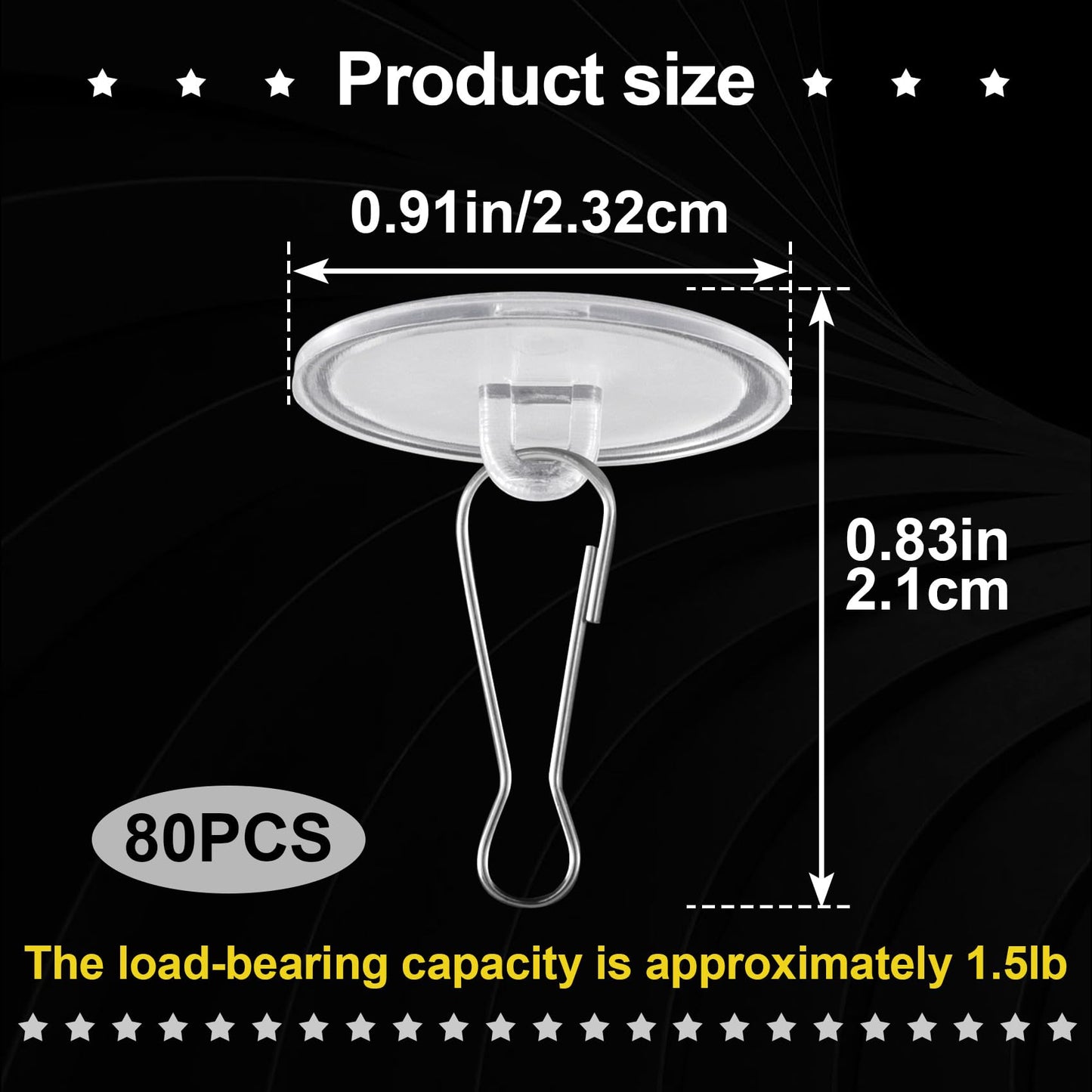 Mxxipp 80 Pack Self-Adhesive Ceiling Hooks for Hanging, Sticky Damage-Free No-Drill Ceiling Discs, Removable Transparent Wall Hanger for Festival Wedding Birthday Party Christams Decorations