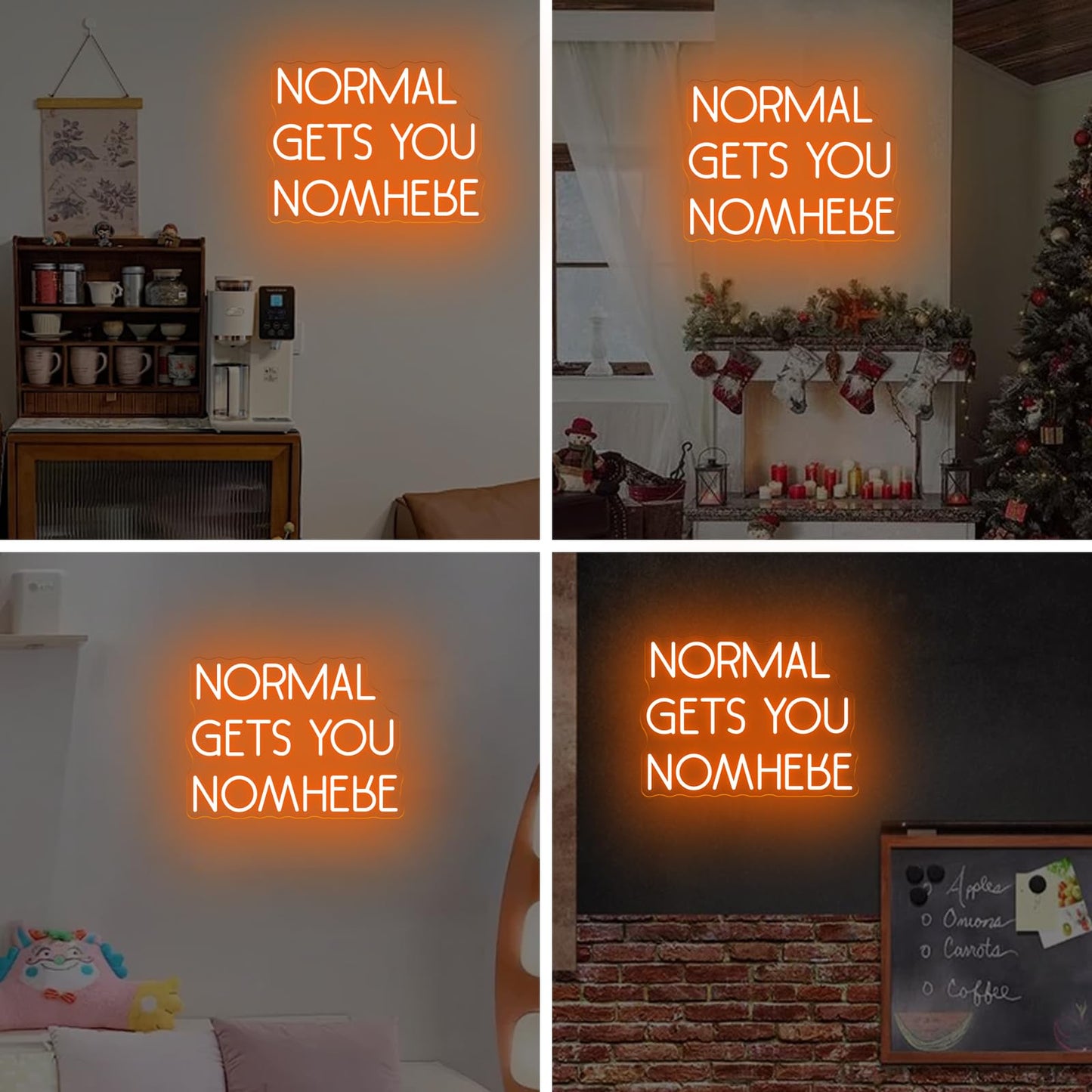 NORMAL GETS YOU NOWHERE Neon Sign, Light Office, Interior Design, Unique Gift, Quote Wall Art Led Light, Affirmation Neon Light for Beauty Salon Home, Party, Gift, Office, Bedroom, Man Cave-Orange-16.5"x12.2"