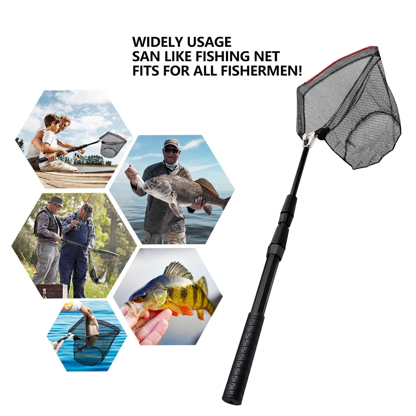 SANLIKE Aluminum Collapsible Telescopic Fishing Net for Ice Salt/Freshwater