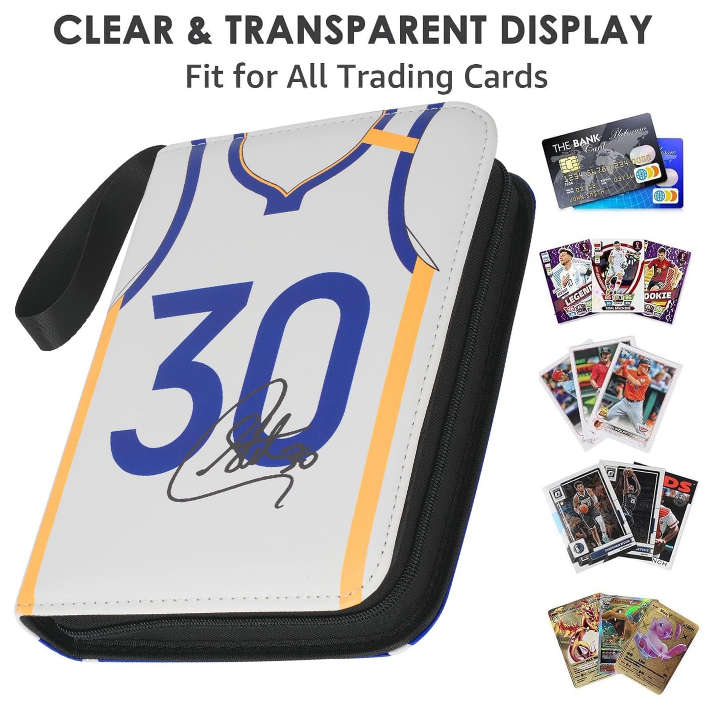 HBK Basketball Card Binder 900 Pockets, PU Leather Collectible Trading Card Albums with 50 Removable Sleeves, 3- Ring Basketball Cards Organizer for Kids & Collector (CR30)