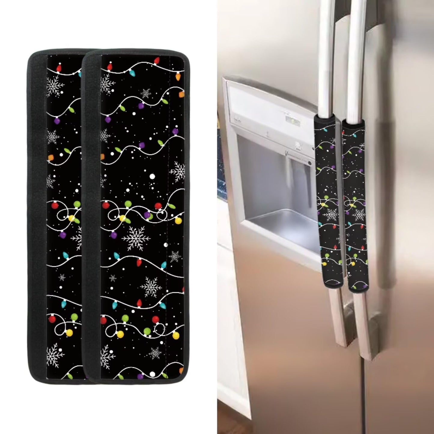 Yatixapu Christmas Lights Snowflakes Refrigerator Door Handle Covers Set of 6 Washable Appliance Handle Covers, Keep Your Kitchen Microwave Oven Dishwasher Clean Keep Off Smudges Fingerprint Oil Stain