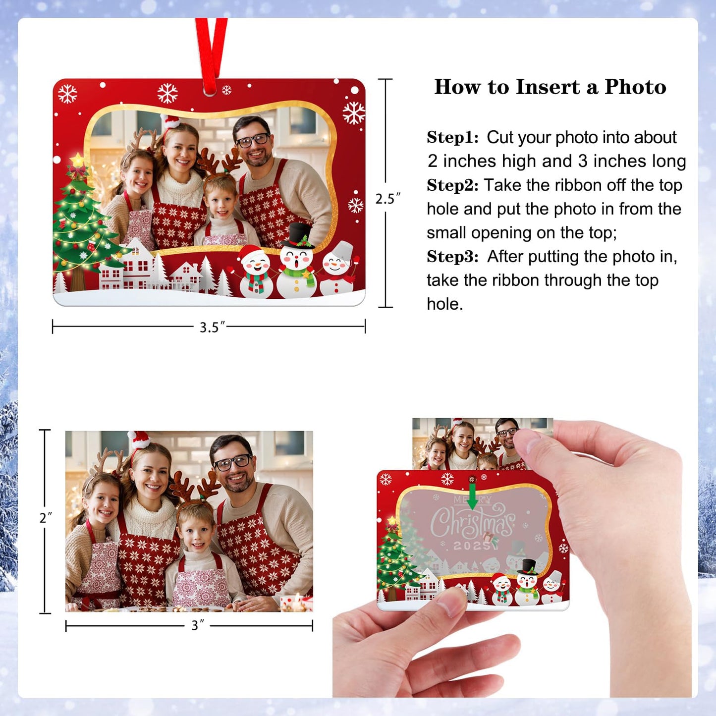 PETCEE 2025 Family Picture Frame Christmas Ornaments - Family Personalized Photo Frame Ornaments for Christmas Tree Decorations for Families Friends Women Girls Sisters