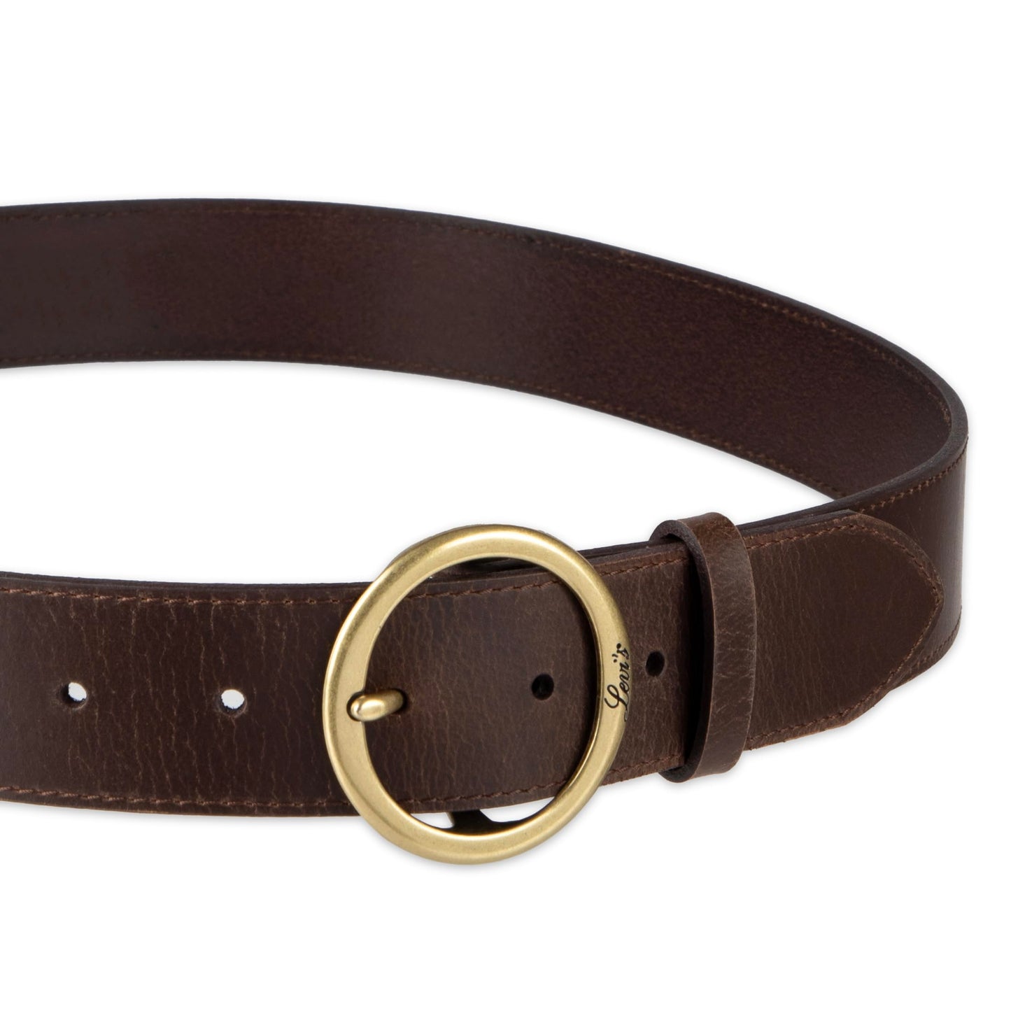 Levi's Women's Round Centerbar Sliding Loop Belt, Dark Brown, Small