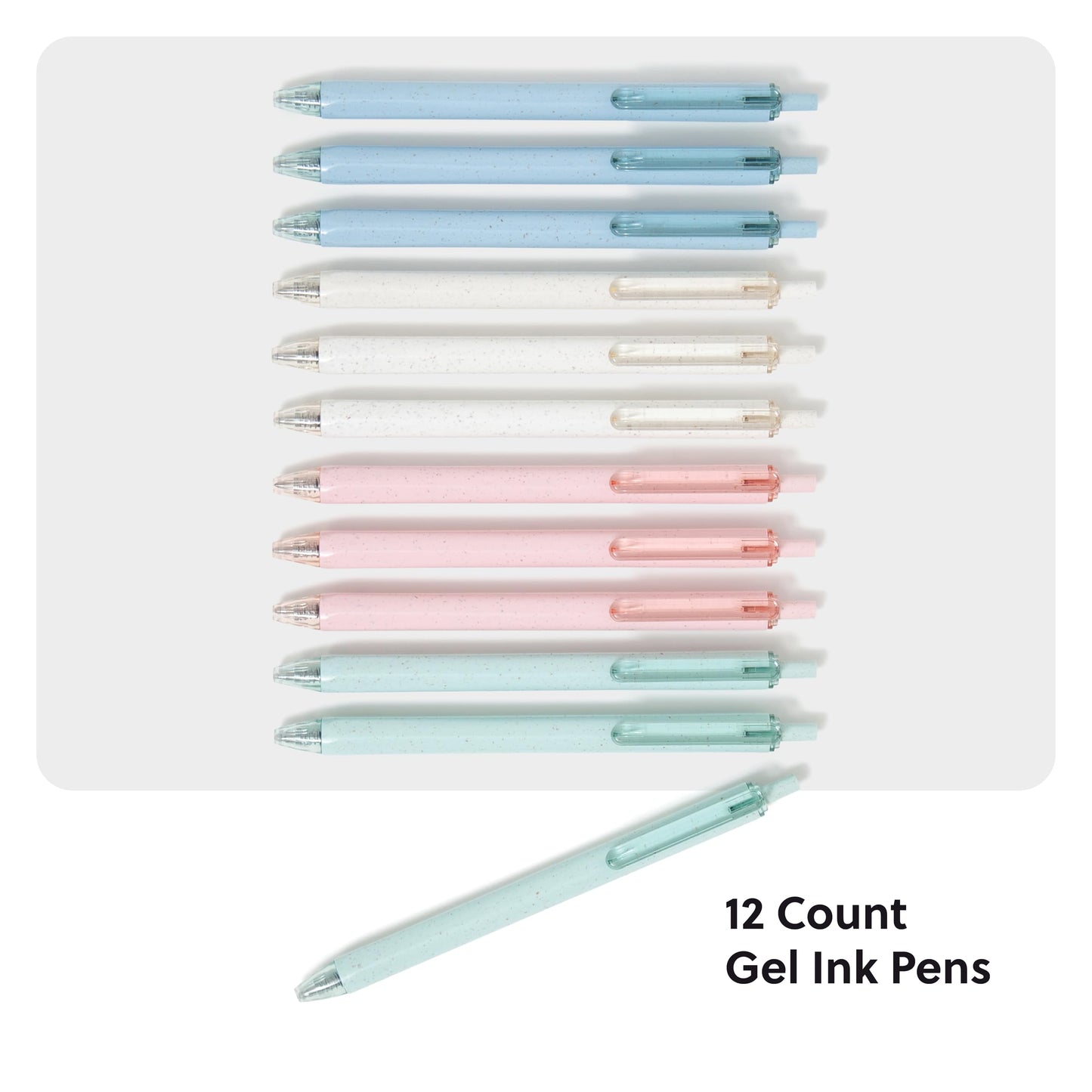U Brands U-Eco Recycled Gel Click Pens, Set of 12, Pastel Speckle, Medium (0.7 mm) Point, Black Ink