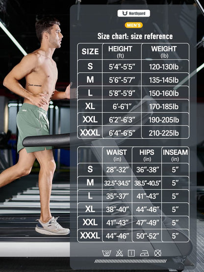 NORTHYARD Men's Running Athletic Shorts 5"/ 7"/ 9" Workout Gym Short Tennis Quick Dry Active Sport Hiking Basketball-5'' LODENFROST-L