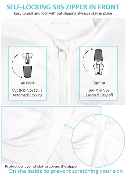 Women's Zip Front Sports Bra - Wireless, Padded, Post-Surgery Zipper Front Racerback Workout Yoga Gym Bra Top 2 Pack