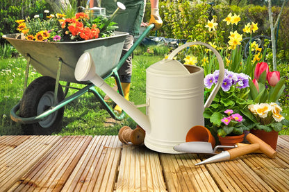 OKREK Plastic Watering Can for Indoor Plants Outdoor Garden Flowers - House Plant Watering Can with Sprinkler Head (1/2 Gallon, White)