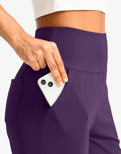 G Gradual Women's Bermuda Long Shorts with Pockets 7" High Waisted Knee Length Shorts for Women Walking Athletic Workout(Purple-L7,XXL)