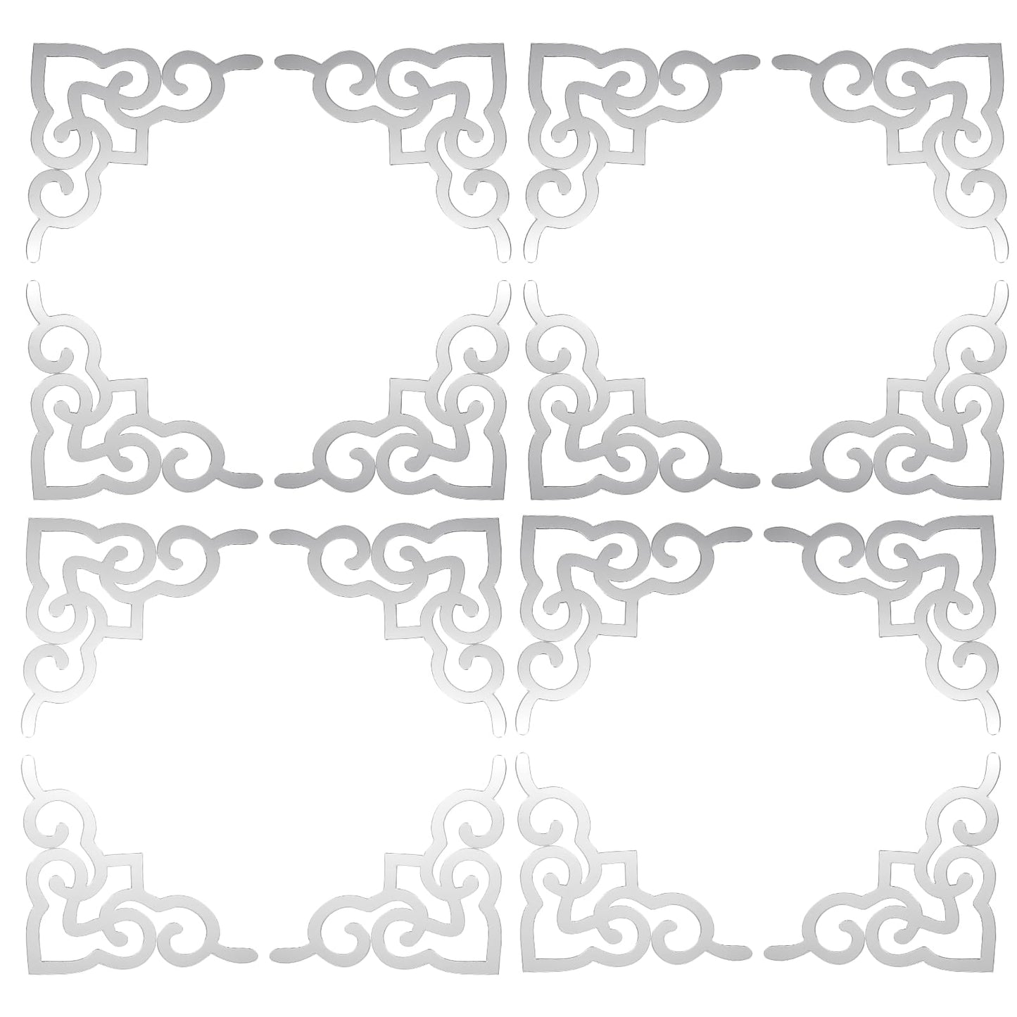 uxcell 16 Pcs Hollow Mirror Wall Stickers, Acrylic Corner Decor Stickers Self Adhesive Mirror Stickers for Bathroom Living Room Bedroom Ceiling Office Decal (Silver Tone, 3.9 x 3.9)