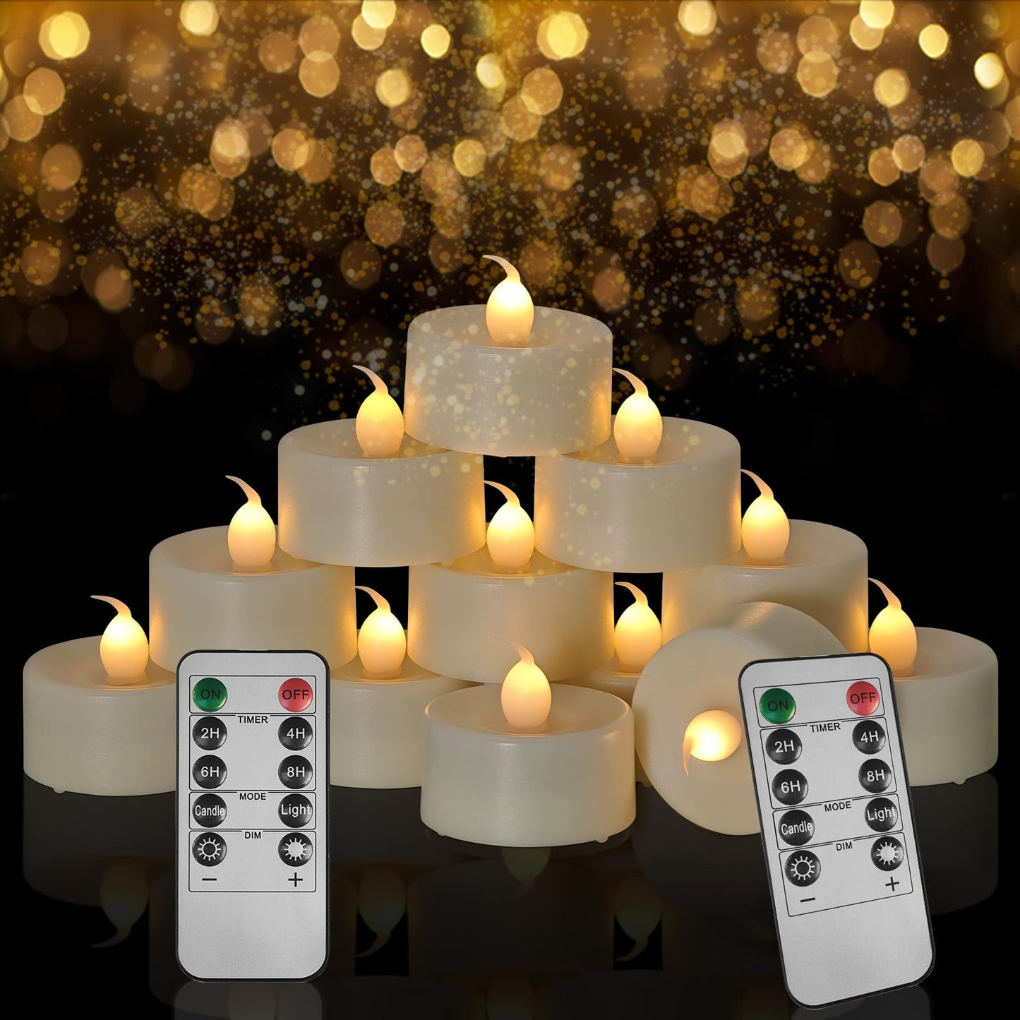 Tea Lights Candles Battery Operated, 12 Pack LED Tealight Candles, 1.7"x1.6" Ivory Votive Candles with Remote & Timer, Flameless Tealight Candles for Halloween Jack-O'-Lanterns, Christmas & Home Decor