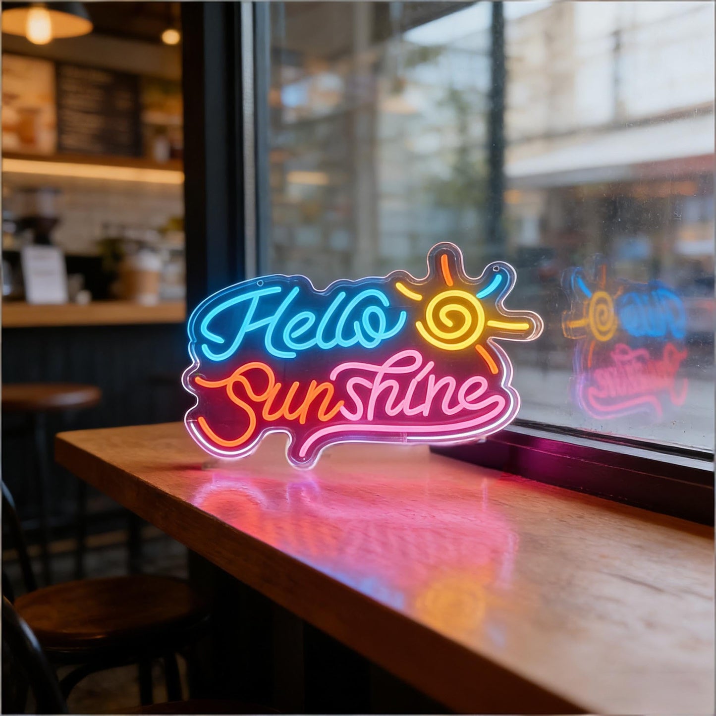 Hello Sunshine Neon Sign, LED Light Up Decorative Sign, USB Powered Dimmable Neon Light, Home Bedroom Living Room Kitchen Window Wall Decor, Cheerful Art Decor Gift for Kids Teens Adults Friends