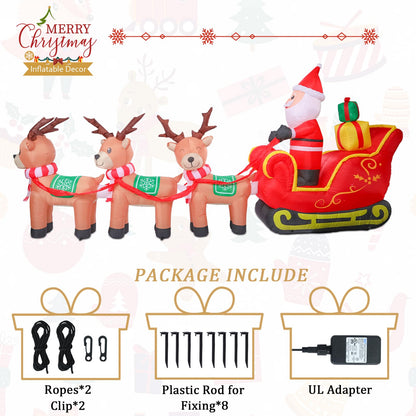 MUMTOP 12FT Long Christmas Inflatables Outdoor Decorations, Inflatables Santa Claus Sleigh with Reindeer Christmas Blow up Yard Decorations Built-in LED Lights for Outdoor Party Holiday Decor