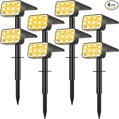 Solar Spot Lights Outdoor Waterproof IP65, [8 Pack/100 LED/4 Modes] Solar Landscape Spotlights, Auto On/Off Solar Powered Flood Lights for Outside Yard Garden Pathway(Warm White)