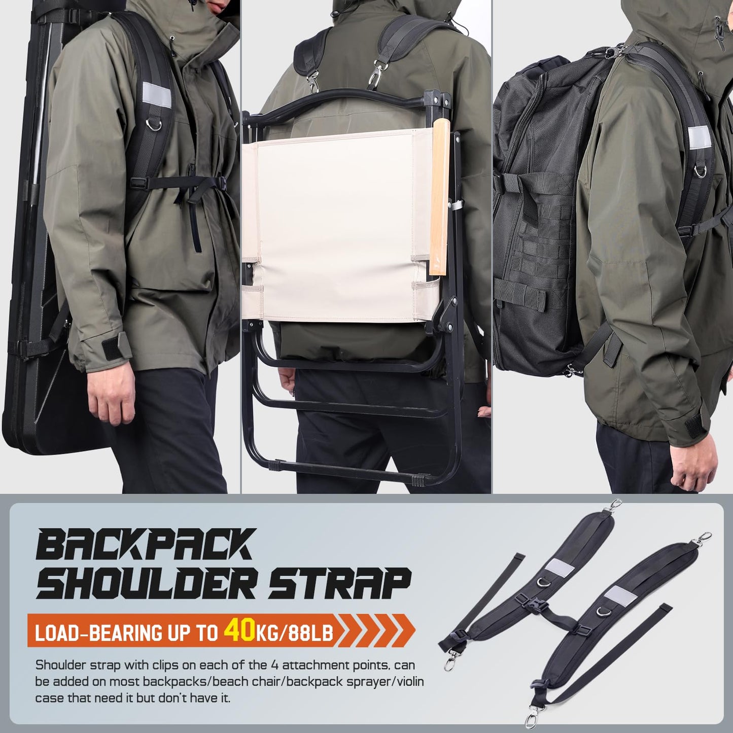 Pitozer Backpack Straps, Backpack Shoulder Strap for bags strap Replacement Padded Strap Adjustable with Metal/Plastic Clips