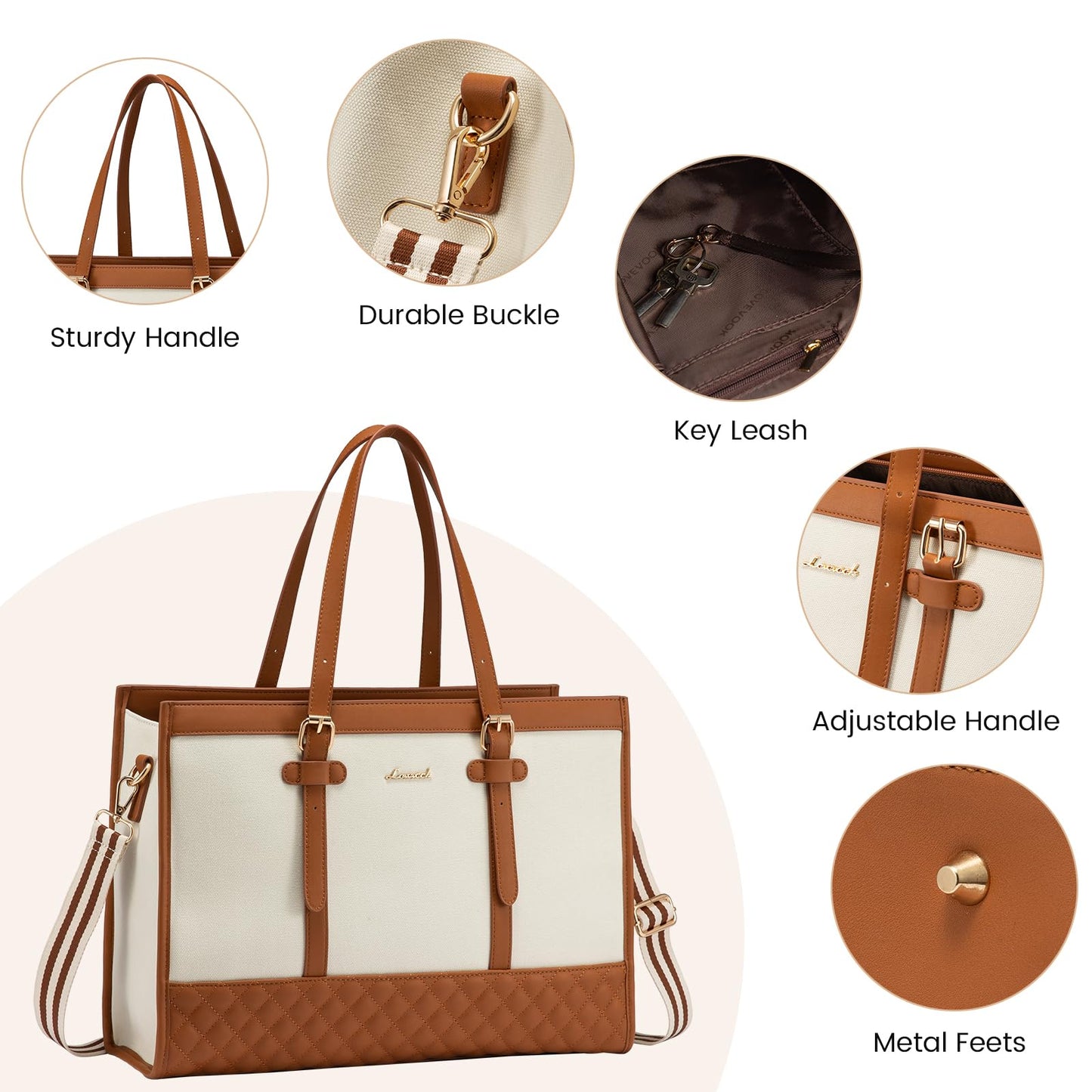 LOVEVOOK Laptop Bag for Women 15.6 inch Canvas Laptop Tote Bag, Large Capacity Work Bag with Clutch Purse, Computer Bag Office Business Briefcase, Casual Handbag for Travel College Teacher School