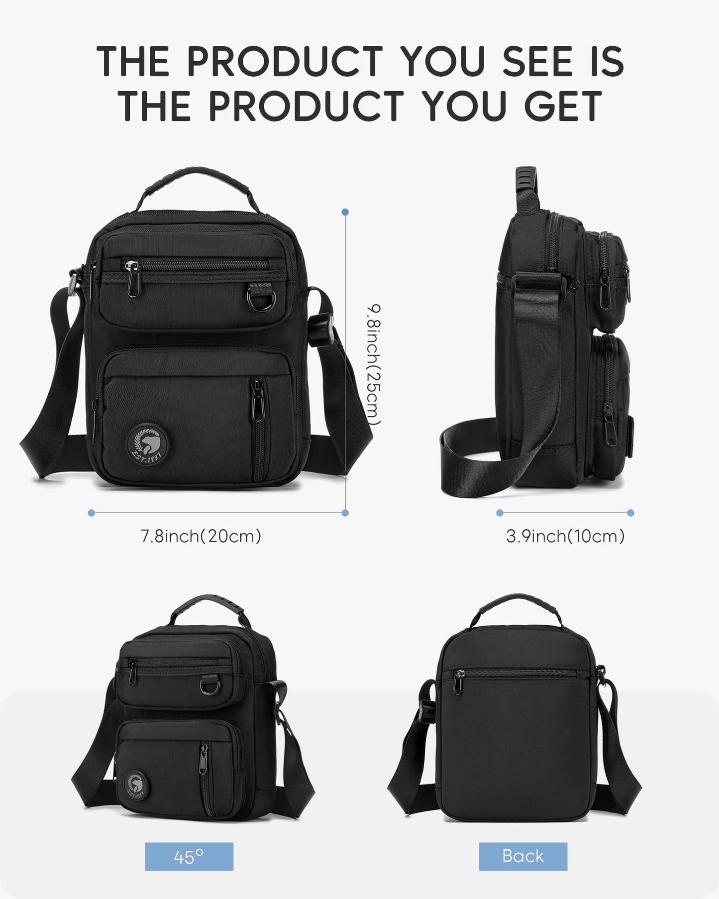 Nixjoro Men Purse for Crossbody Shoulder Satchel Messenger Bag for Father's Day Birthday Valentine Christmas Anniversary, Black