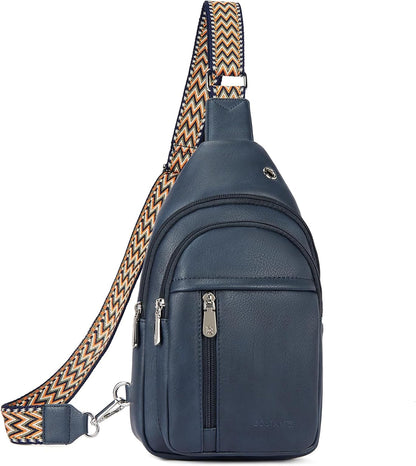 BOSTANTEN Sling Bag Cross Body Bag Trendy Leather Crossbody Purse Chest Bag with Adjustable Guitar Strap for Travel