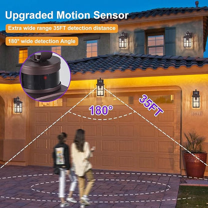 Motion Sensor Porch Light Dusk to Dawn Outdoor Wall Light Bronze Exterior Lighting Fixtures Modern Outside Wall Mount Coach Lamp for House Garage Patio Front Door