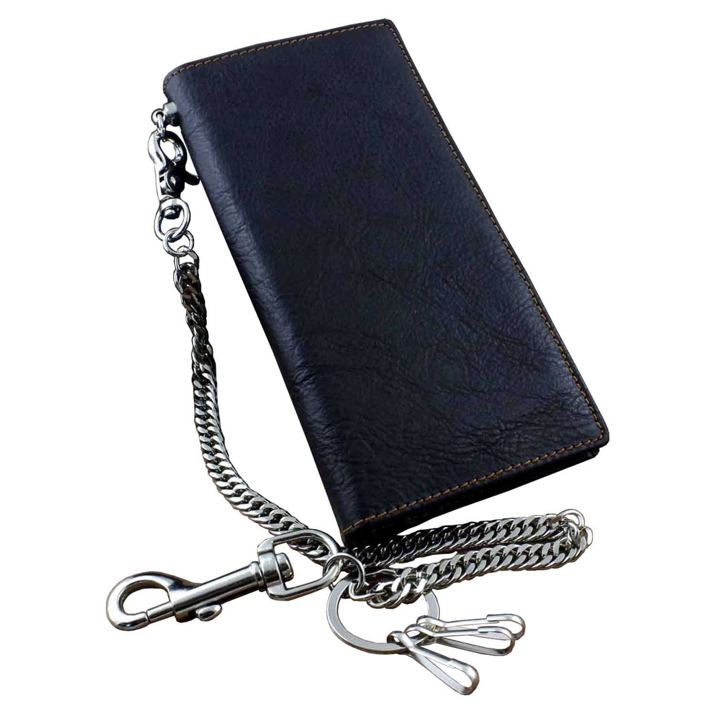Real Leather Mens Biker Card/Money Long Wallet Purse W/Jeans Key Chain