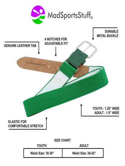 MadSportsStuff Performance Baseball Softball Belt (Adult, Kelly Green)