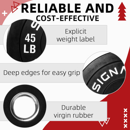 Fitvids 2-Inch Olympic Bumper Weight Plates Set Including 180 LB Weight Plates & 7FT Olympic Barbell Bar, Black