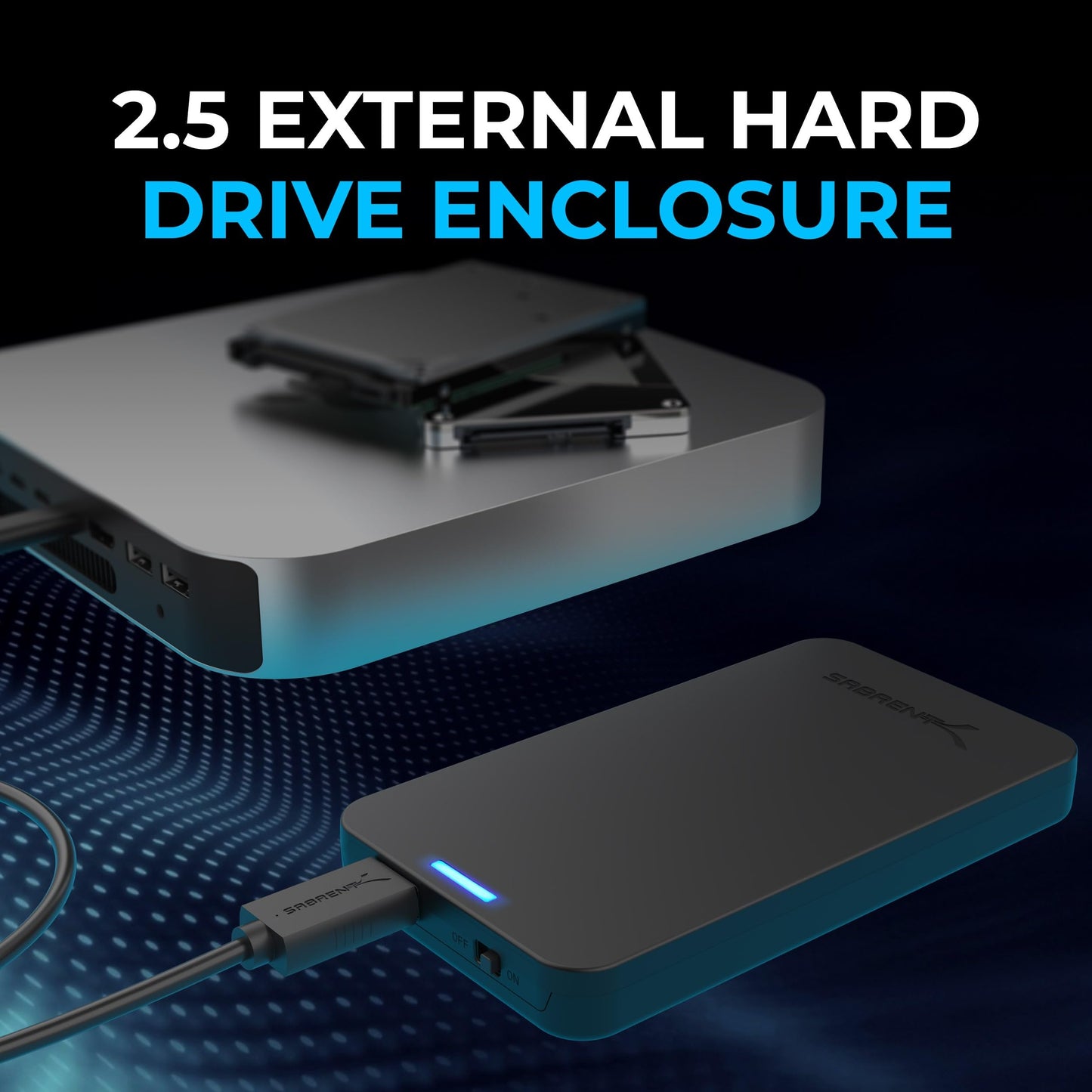 SABRENT 2.5 Inch SATA to USB 3.0 Tool Free External Hard Drive Enclosure [Optimized for SSD, Support UASP SATA III] Black (EC-UASP)