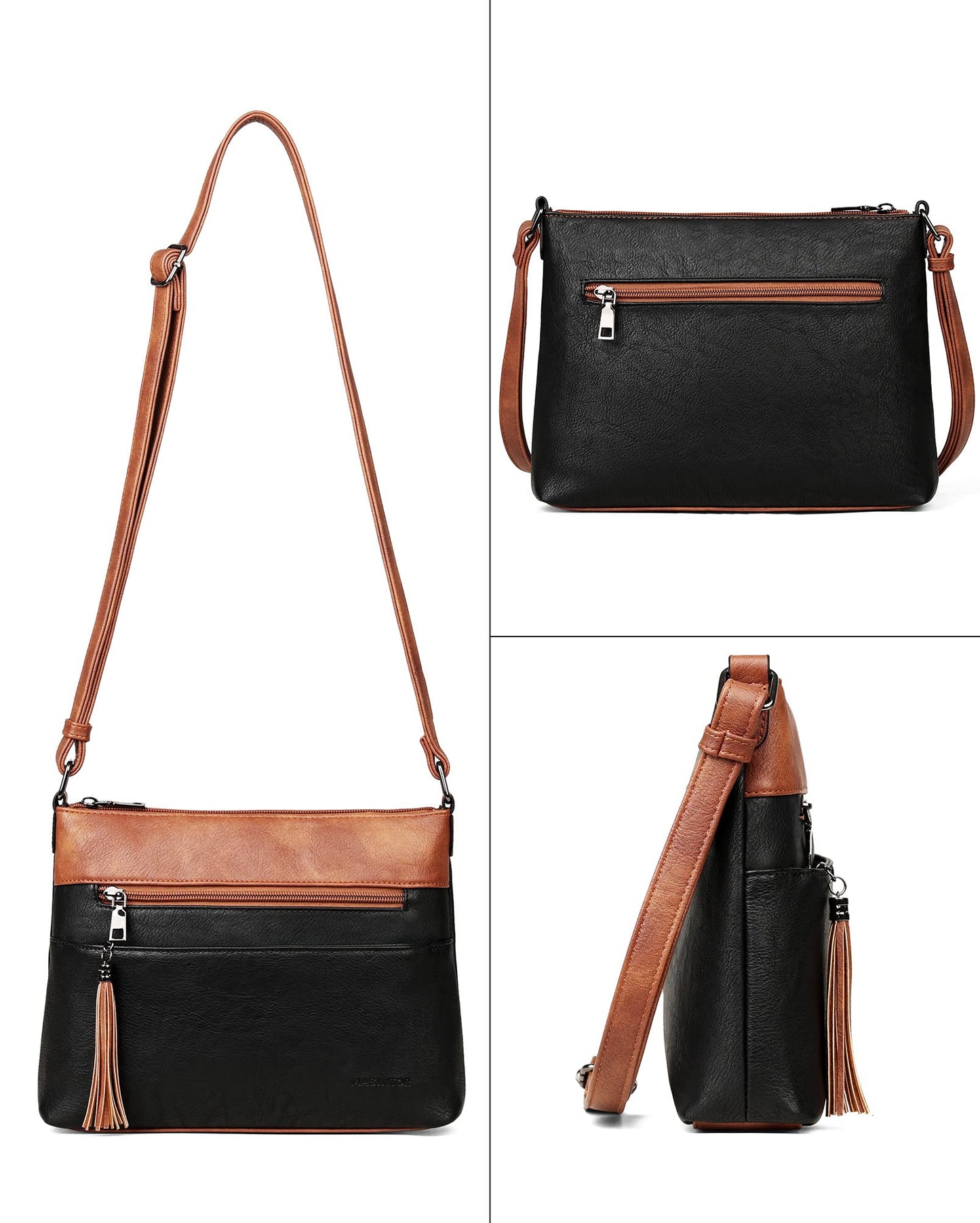 MASINTOR Crossbody Bags for Women, Lightweight Medium Crossbody Purse, Soft Leather Women's Shoulder Handbags with Tassel for Shopping or Travel