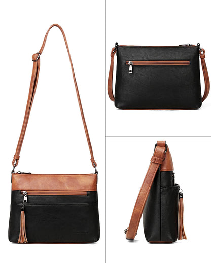 MASINTOR Crossbody Bags for Women, Lightweight Medium Crossbody Purse, Soft Leather Women's Shoulder Handbags with Tassel for Shopping or Travel