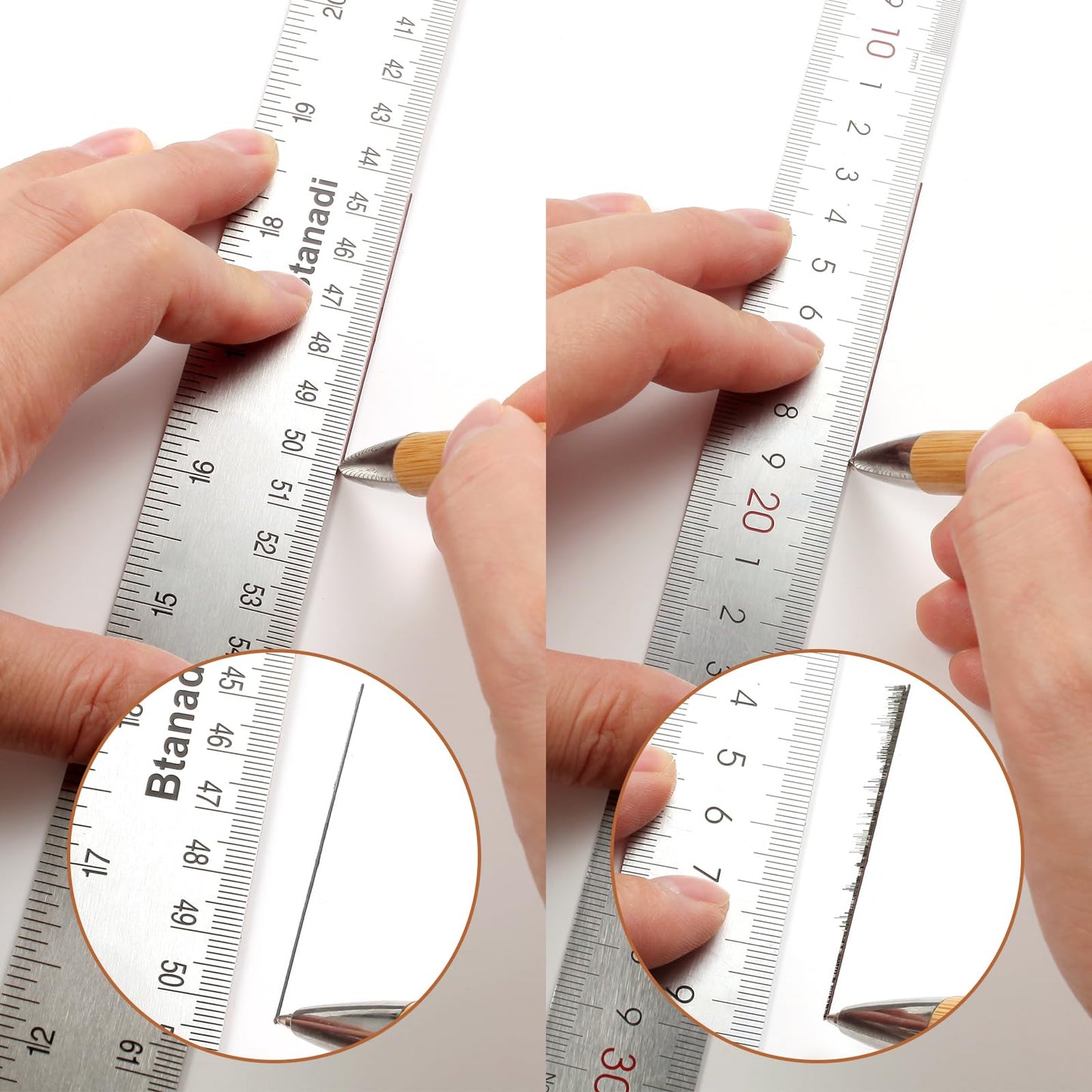 Boompark 24 Inch Metal Ruler, Stainless Steel Straight Edge Ruler with Cork Backing, Non-Slip Imperial & Metric Measuring Tool for School, Office, Woodworking, Drafting