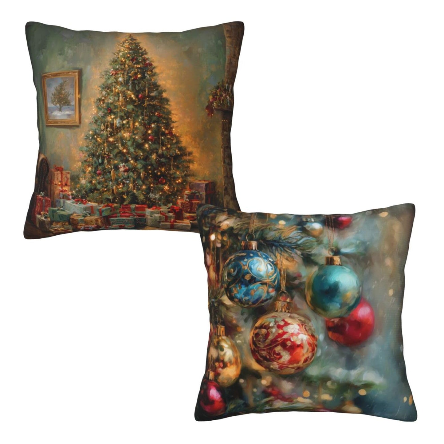 Mshutbna Christmas Tree Pendant Throw Pillow Covers 18x18 inch Set of 2 Pillow Case Cushion Cover for Home Sofa Couch Living Room Car Decor