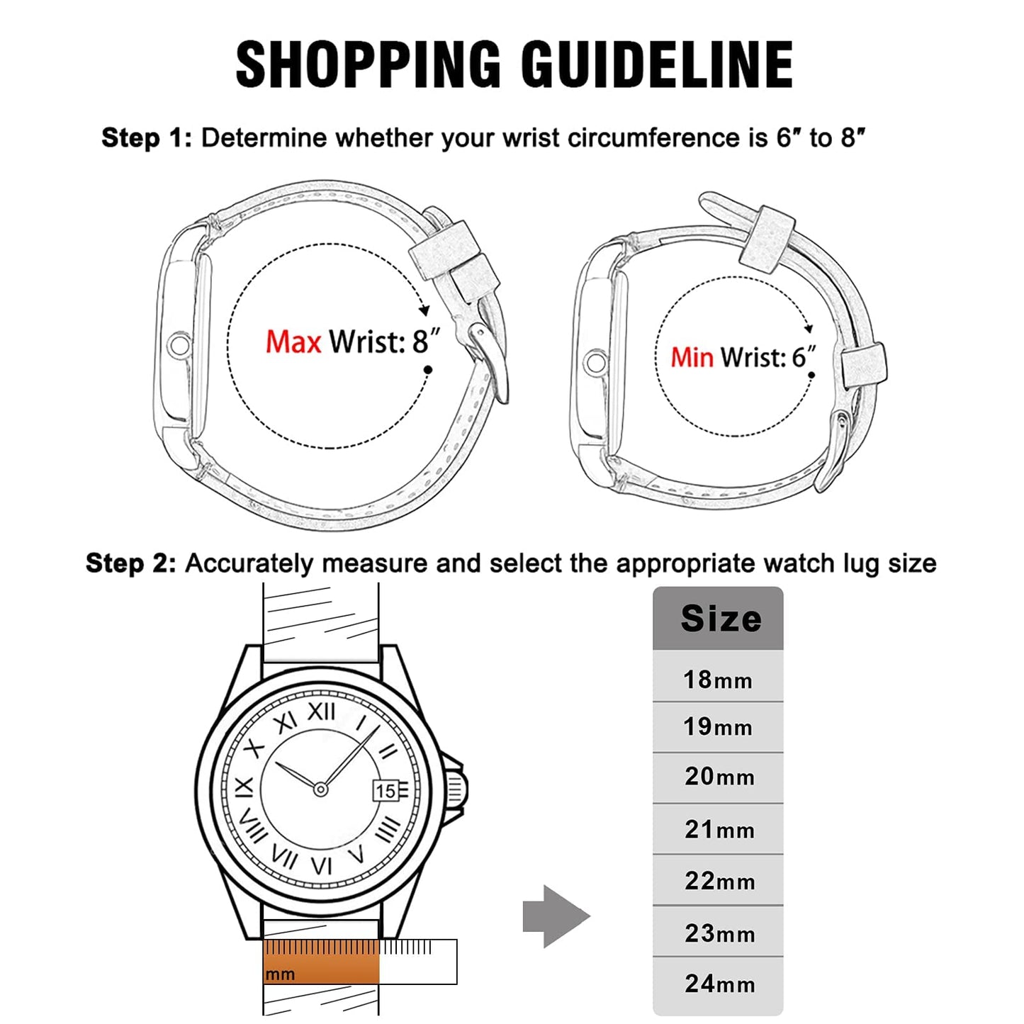 Ritche Leather Watch Strap with Quick Release Pins, 22mm Replacement Watch Band for Men and Women, Fits Smartwatches & Traditional Watches