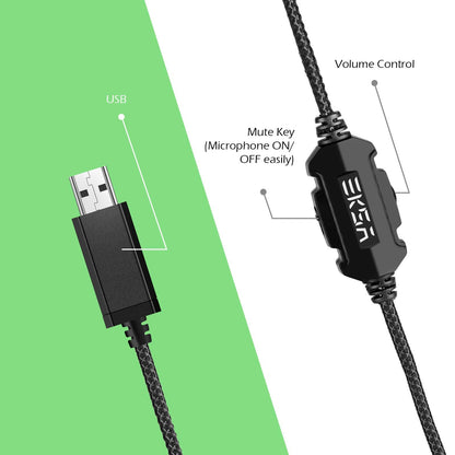 EKSA E1000 Gaming Headset, Computer Headphones with Noise Canceling Mic & RGB Light, Compatible with PC, PS4, PS5, Laptop