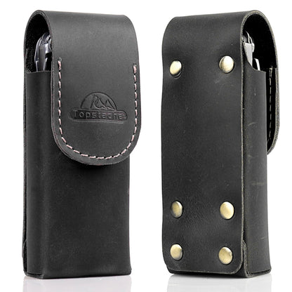 Topstache Leather Multitool Sheath for Belt - Multitool Holster for Belt - Leather Multitool Pouch - Leather Multitool Case for Belt - EDC Belt Organizer - Belt Loop Leather Multitool Holder, Black