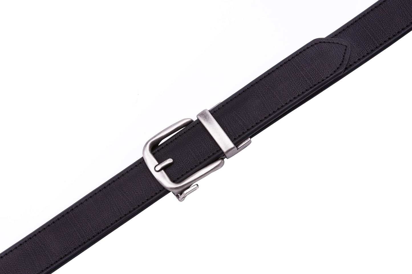 Fabio Valenti Men's Synthetic Leather Ratchet Dress Belt with Automatic Buckle, Adjustiable Sizes, Handmade, All leather Strap(2073,Black,44/46)