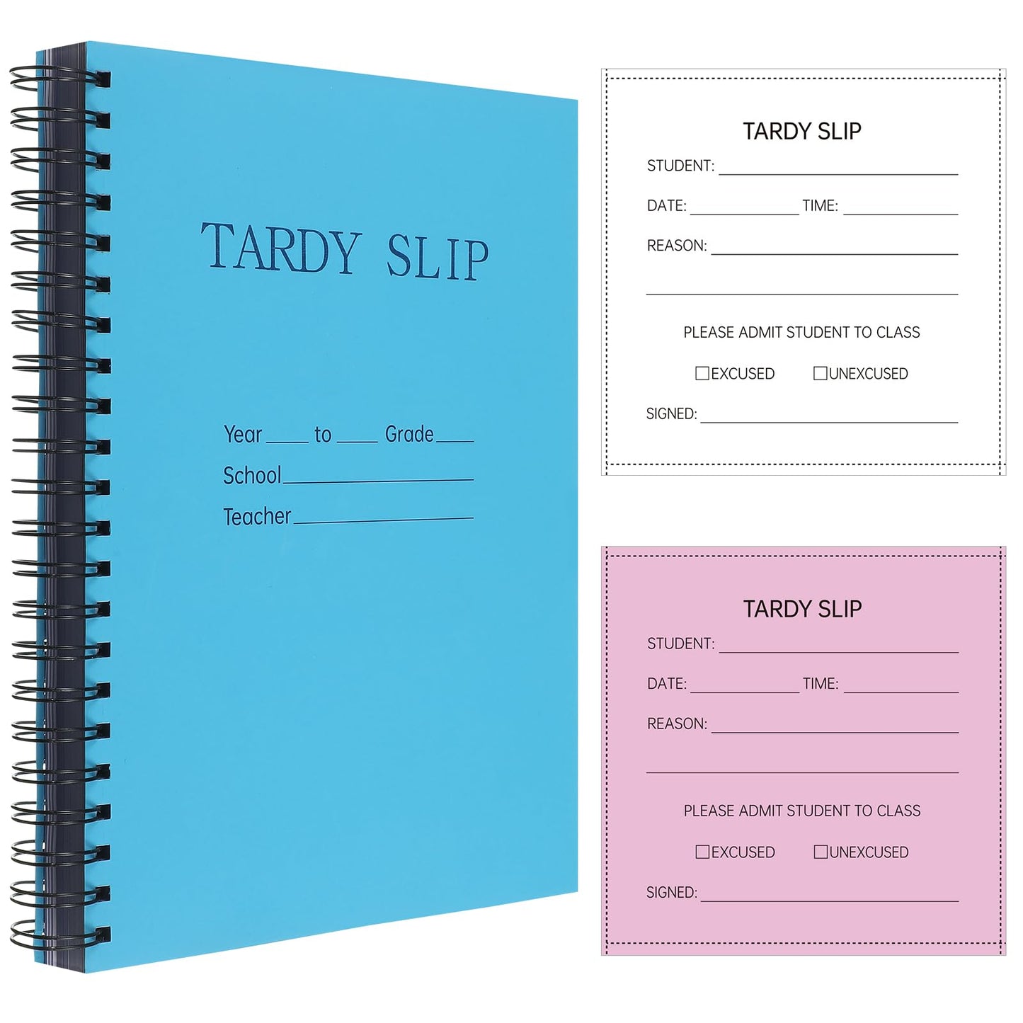 Dunzoom 1 Pack Tardy Slip Book with Carbonless Duplicates 3.5 x 4.3 Inch Tardy Slips Per Book Form Register Copy for School Recording Student Late Arrivals Easy Removal Fold and Tear