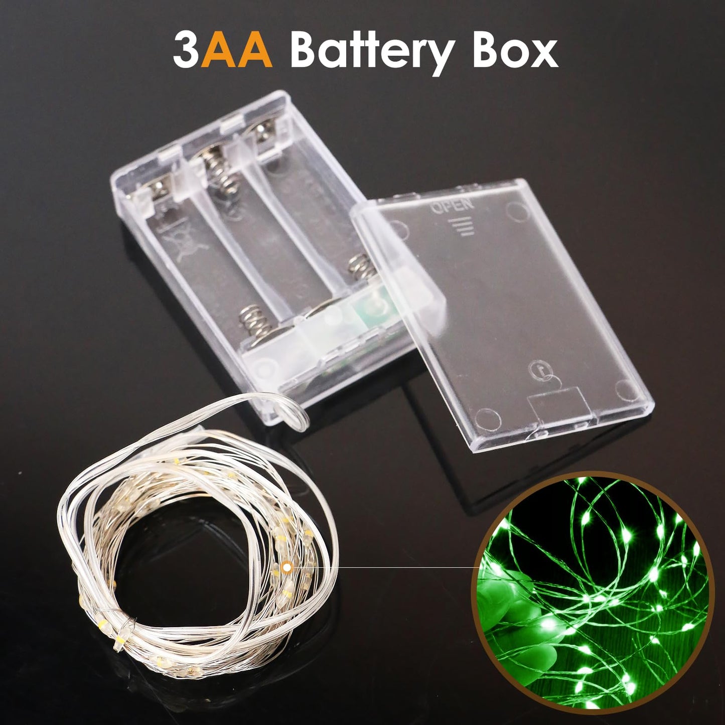 kolpop 5 Pack Fairy Lights Battery Operated with Timer, 50 LED Mini String Light Battery Powered, Green Tiny Lights for Indoor Wedding Decorations