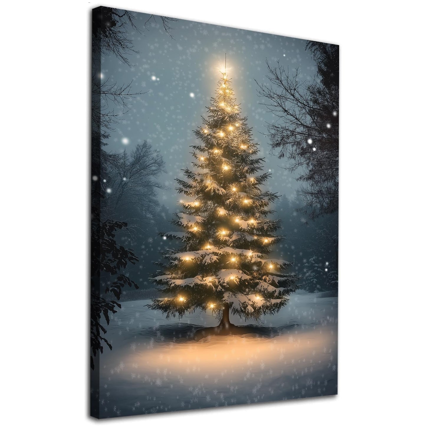 Lauximart Winter Pine Forest Christmas Wall Art Rustic Landscape North Prints Vintage Christmas Wall Art Snowy Landscape Art Scene Winter Aesthetic Poster Rustic Tree Print 16x24inch No Frame