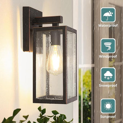 MAXvolador Outdoor Wall Sconce, Exterior Waterproof Wall Lantern Light Fixture, Oil Rubbed Bronze Porch Lights, Anti-Rust E26 Patio Lighting, 2 Pack