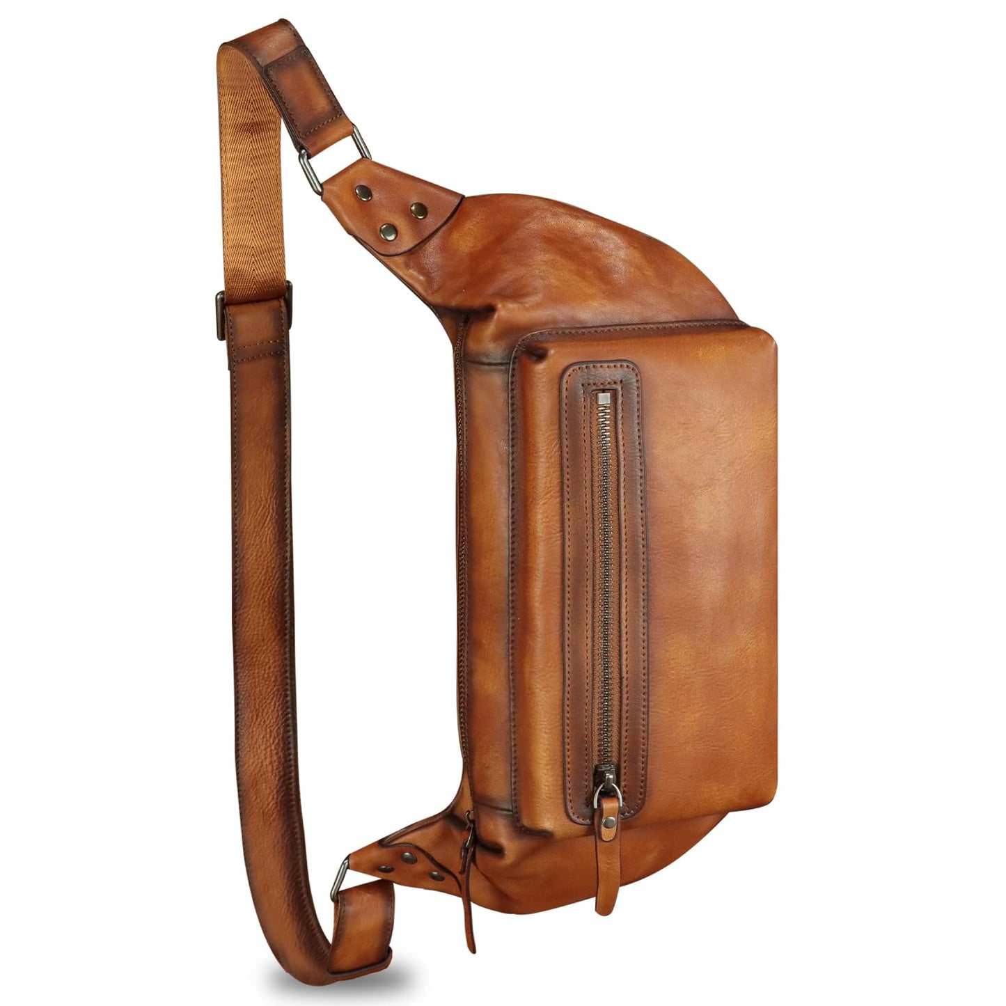 Genuine Leather Fanny Pack for Men and Women - Waist Bag, Hip Bag and Chest Purses (Brown)