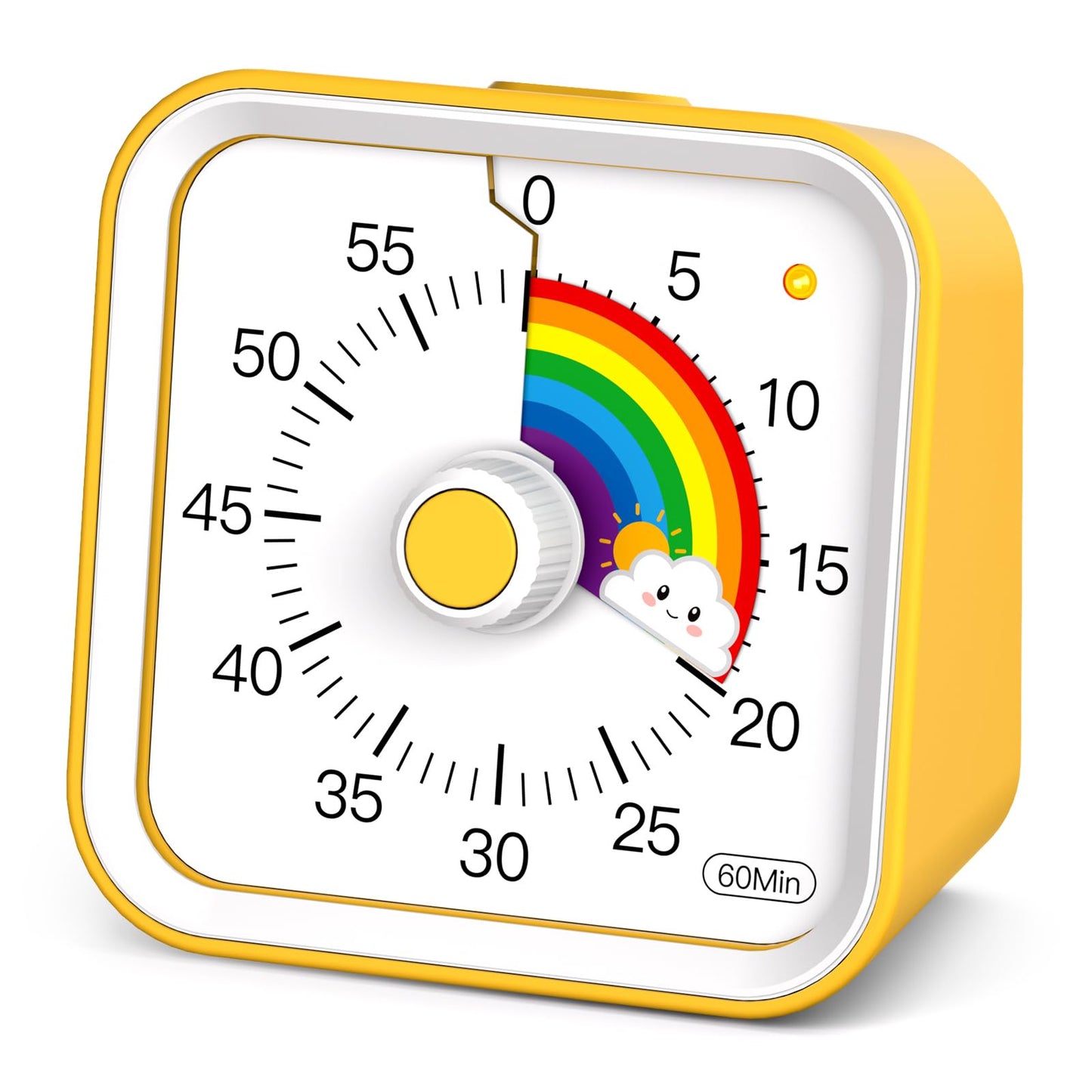 InfPokid Visual Timer for Kids with Pause Function, Cute Silent Timer with Rainbow for Classroom, Teaching, Task, Kitchen, 60 Minute Countdown Time Management for ADHD (Rainbow Yellow)