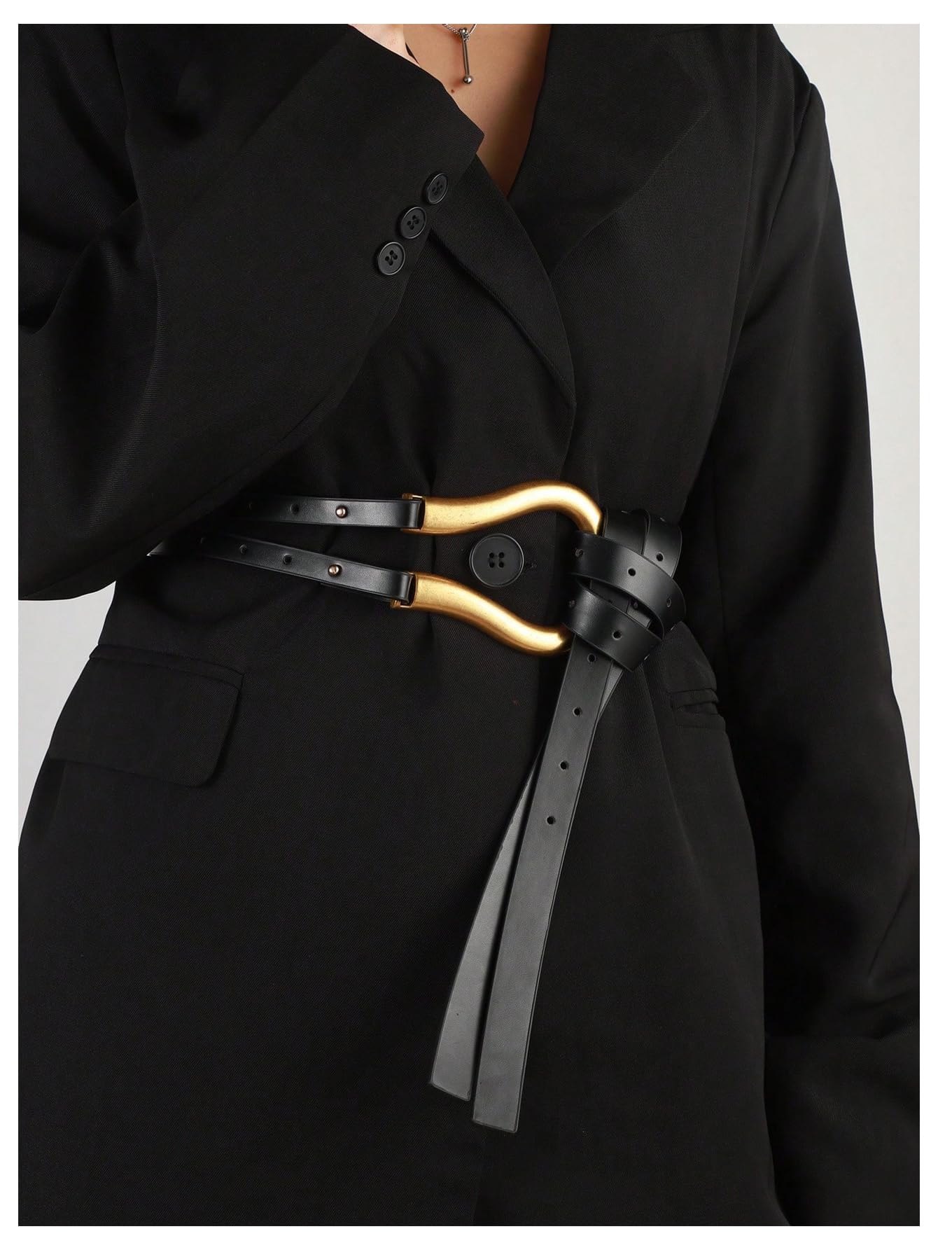 GORGLITTER Women's Renaissance Belt Wrap Belts Pirate Viking Belt with Ring Black One-Size