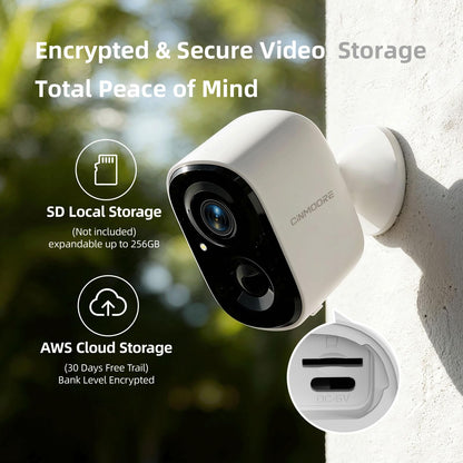CINMOORE 2.5K Wireless Home Security Cameras 2-Pack, Outdoor WiFi Non-Subscription AI Person Detection, 4MP Color Night Vision, Full Duplex 2-Way Audio, IP66 Waterproof Battery Powered, U.S. AWS Cloud