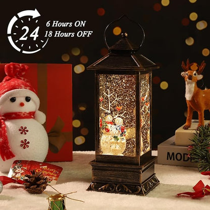 Christmas Lantern Musical Snow Globe, Lighted Christmas Snowman Water Snow Globe with Music Christmas Decoration and Gifts